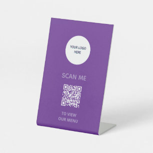 Panneau sur socle – Affichage de menu QR violet