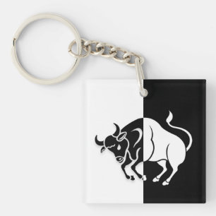 Panneau Taurus Zodiac, Porte - clé noir et blanc