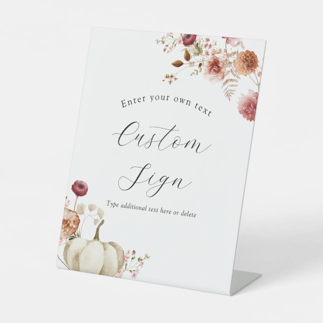 Panneau texte personnalisé Floral citrouille et Bo (Recto)