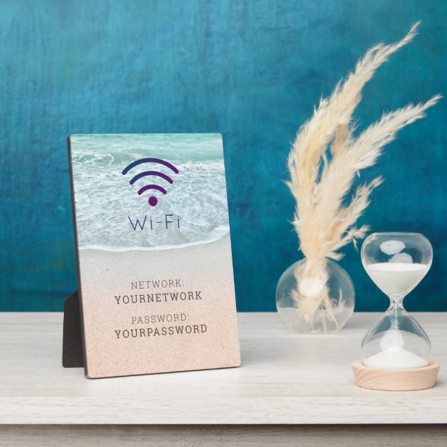 Panneau Wi-Fi Blue Ocean Beach Turquoise Plaque (Côté)