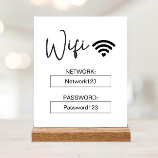 Panneau Wifi Mot de passe Wifi Panneau de table en