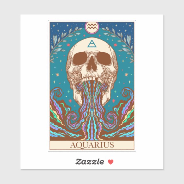 Panneau Zodiac Carte Aquarius Tarot Sticker (Feuille)