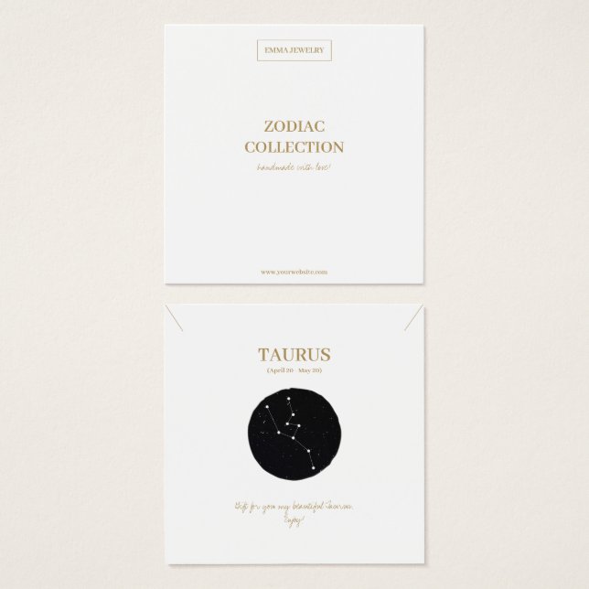 Panneau Zodiac Taurus Bijoux Carte d'affichage (Devant & derrière)