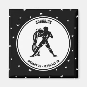 Panneau Zodiaque Aquarius, aimant noir et blanc