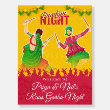 Panneaux de bienvenue de mariage Gujarati Dandiya