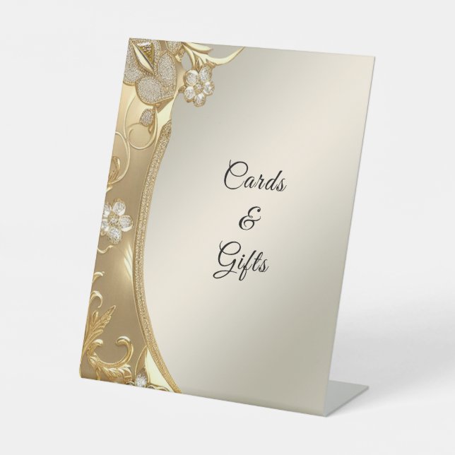 Panneaux de Tabletop Floral Orné Or (Recto)