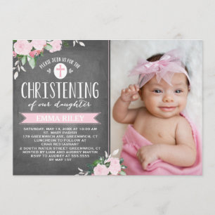 Panneaux floraux Invitation de Christening