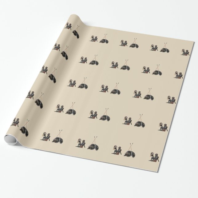 Panoply - Ancient Greek hoplite sitting w helmet Wrapping Paper (Unrolled)