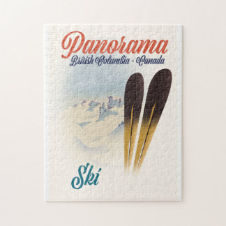Panorama British Columbia Canada ski poster Jigsaw Puzzle