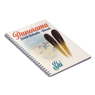 Panorama British Columbia Canada ski poster Notebook