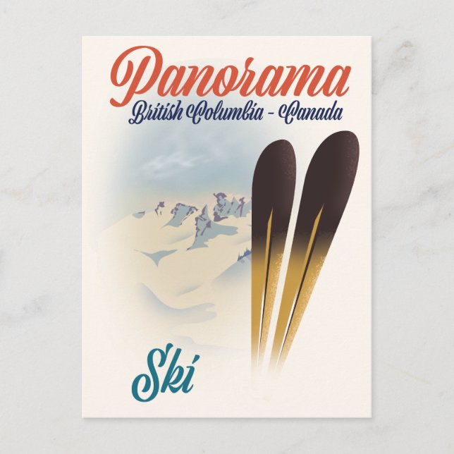Panorama British Columbia Canada ski poster Postcard (Front)