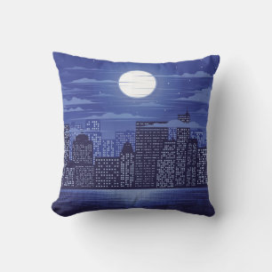 Panorama city of light illustration abstract,archi throw pillow
