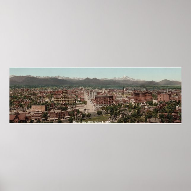 Panorama de Denver City, impression Amérique vinta (Devant)
