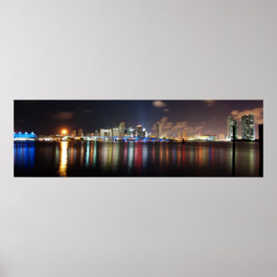 Panorama de la nuit de Miami - Poster