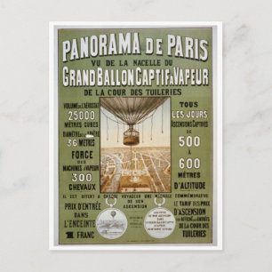 Panorama de Paris Vintage Travel Poster Postcard