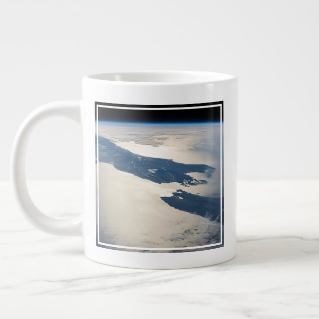 Panorama From Space Highlighting Cook Strait Large Coffee Mug (Left)
