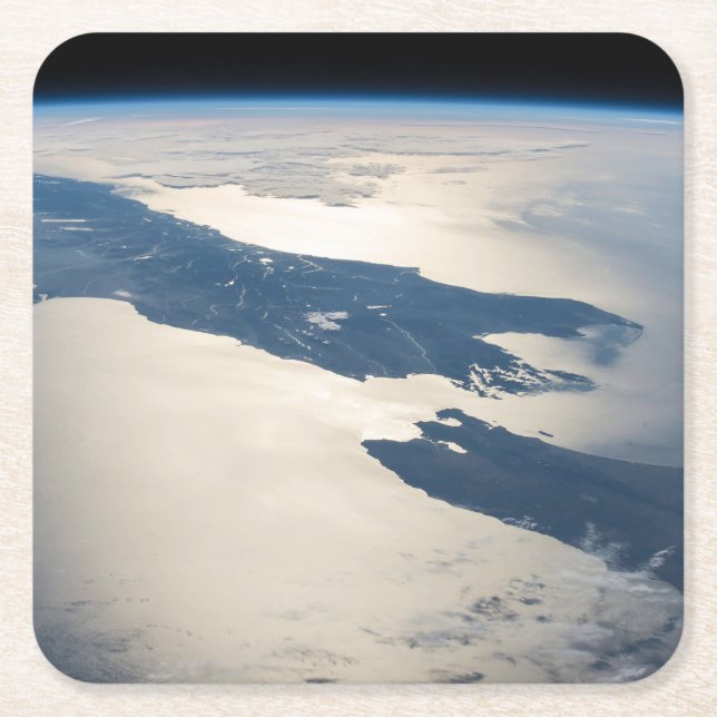 Panorama From Space Highlighting Cook Strait Square Paper Coaster (Front)