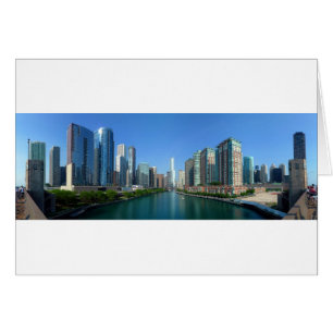 Panorama of Buildings Along Chicago River