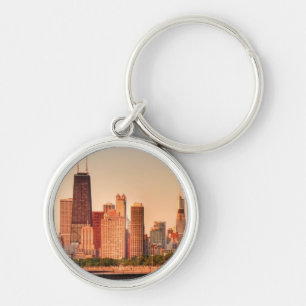 Panorama of Chicago skyline at sunrise Keychain