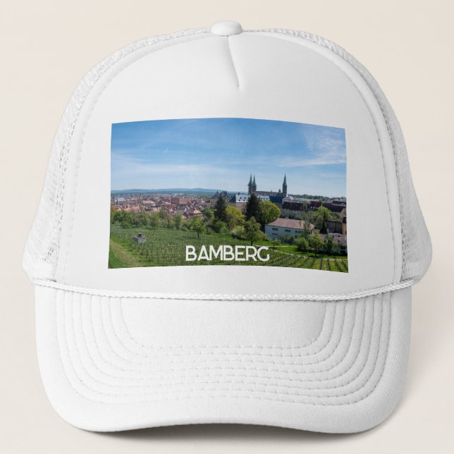 Panorama of historic old town of Bamberg, Germany Trucker Hat (Front)