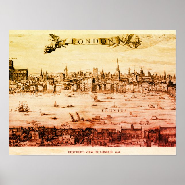 Panorama of London in 1616 Poster (Front)