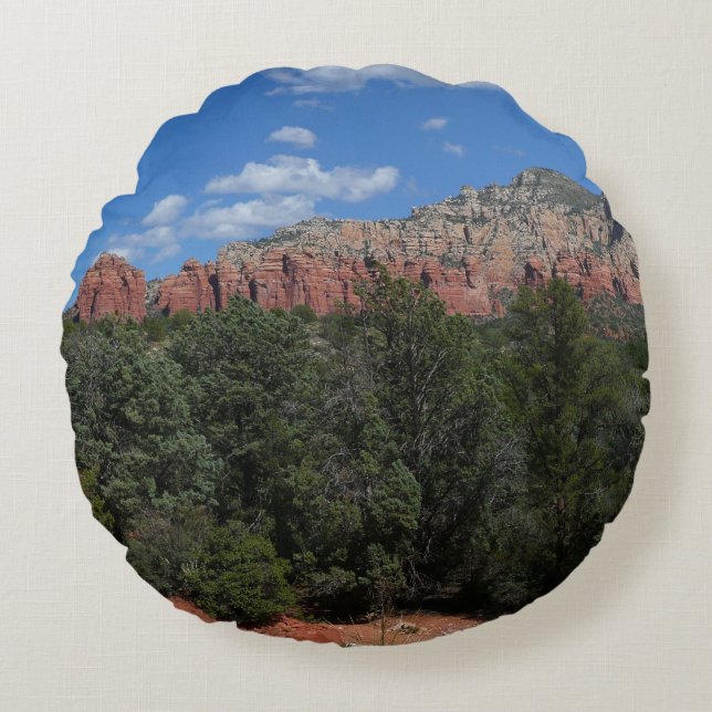 Panorama of Red Rocks in Sedona Arizona Round Pillow (Front)