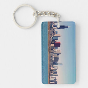 Panorama of the Chicago skyline Keychain