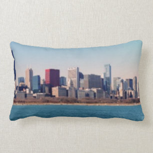 Panorama of the Chicago skyline Lumbar Pillow