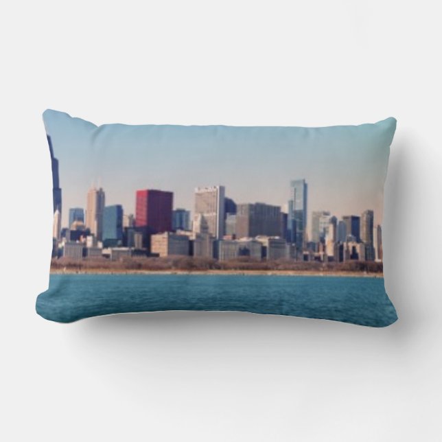 Panorama of the Chicago skyline Lumbar Pillow (Front)
