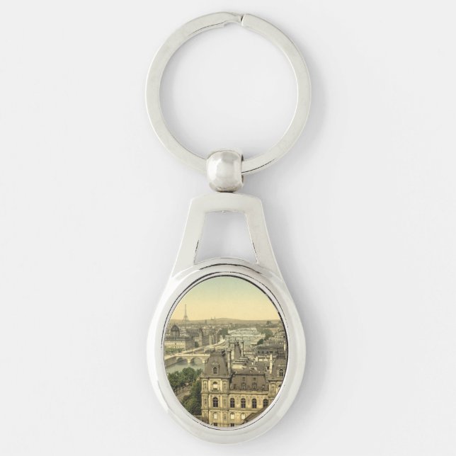 Panorama of the Seven Bridges, Paris, France Keychain (Front)
