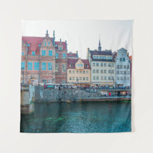 Panorama of typical colourful decorative medieval tapestry