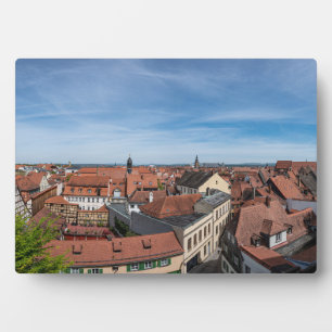 Panorama view of old town from above in Bamberg Plaque