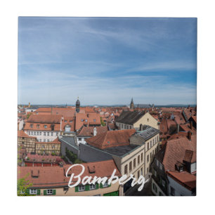 Panorama view of old town from above in Bamberg Tile