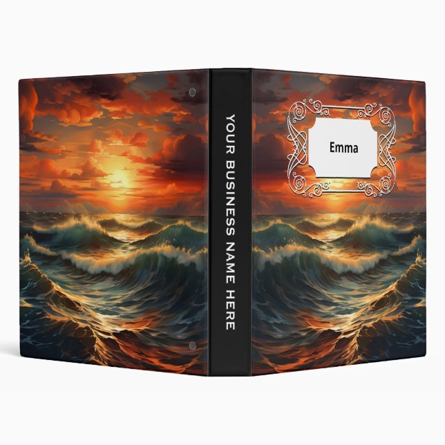 Panoramic Beach Sunset Golden Nature Glow  Binder (Background)