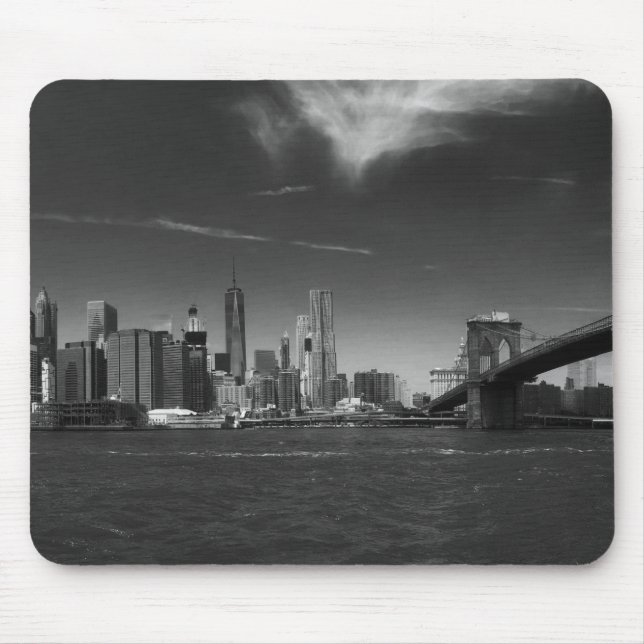 Panoramic Black White Brooklyn Mouse Pad (Front)