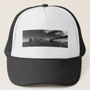 Panoramic Black White Brooklyn Trucker Hat