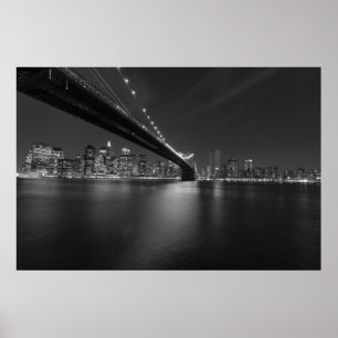 Panoramic Black White New York City Skyline Poster