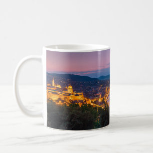 Panoramic Budapest Skyline in Hungary at Night Coffee Mug