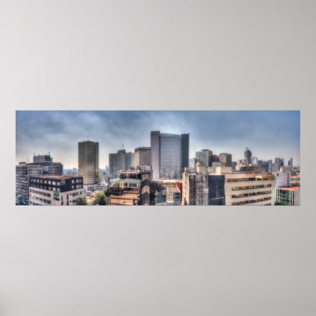 Panoramic Cityscape Of Mexico City Poster (Front)