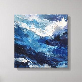 Panoramic Expressionist Ocean Wave Canvas Print