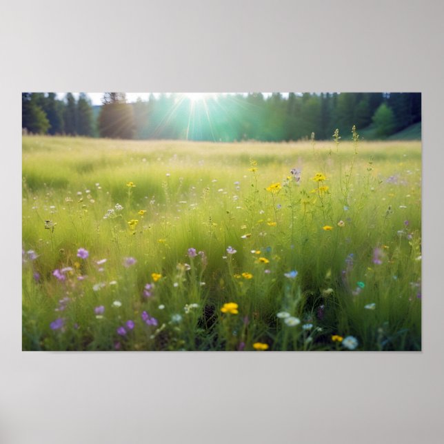 Panoramic Landscape Meadow Nature Tranquil Scenery Poster (Front)