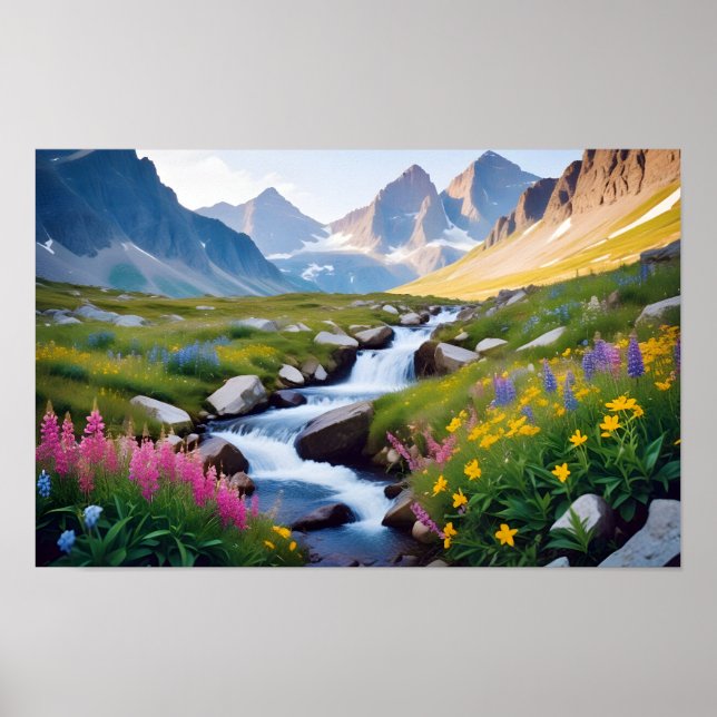 Panoramic Landscape Meadow Valley Nature Tranquil  Poster (Front)
