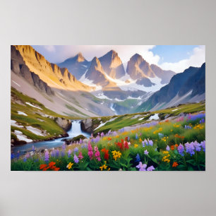 Panoramic Landscape Meadow Valley Nature Tranquil Poster