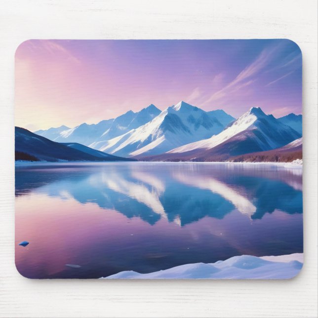 Panoramic Landscape Mountains Lake Nature Tranquil Mouse Pad (Front)