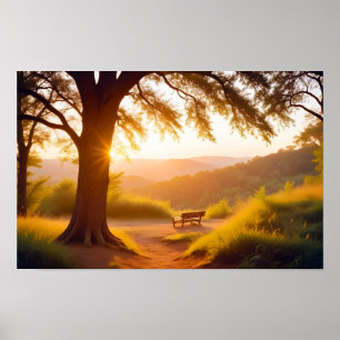 Panoramic Landscape Sunset Nature Tranquil Scenery Poster