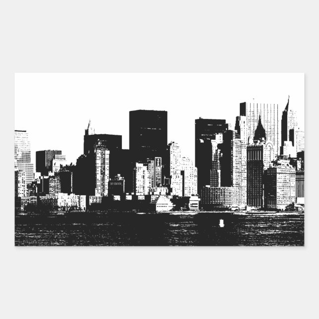 Panoramic New York City Rectangle Sticker (Front)