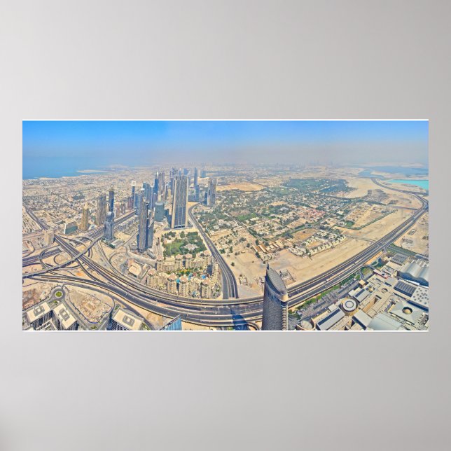 Panoramic of Dubai atop the Burj Khalifa Poster (Front)