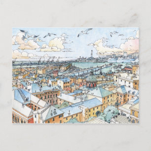 Panoramic of Genoa  Postcard