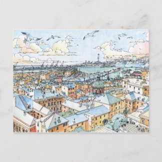 Panoramic of Genoa  Postcard
