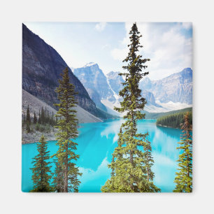 Panoramic of Moraine Lake   Valley of Ten Peaks Magnet